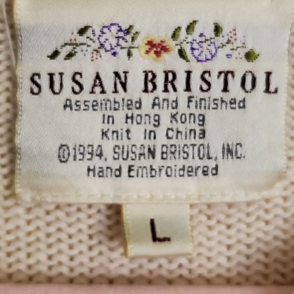 Susan Bristol Vintage 90's Pink Holiday Cardigan Sweater Size L